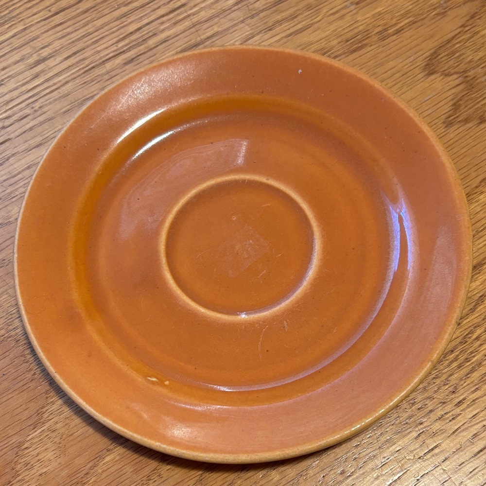 Vintage Bauer Rustic Orange Ceramic Saucer